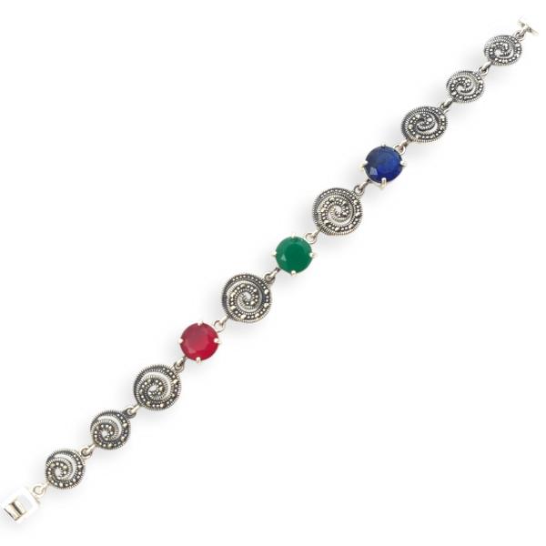 925 Sterling Silver Bracelet Multi Colour Design